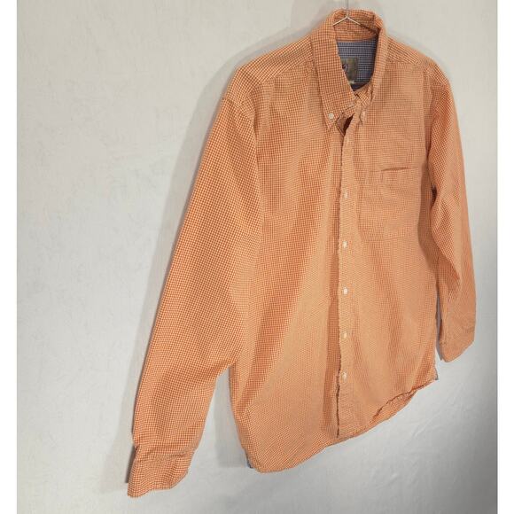 The Territory Ahead Shirt Mens M Orange Gingham Check Long Sleeve Button Down - Picture 7 of 13